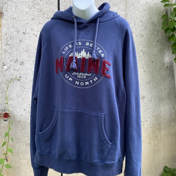 Blue 84 Blue Hoodie with Red and White Embroidery Maine - Picture 3 of 16